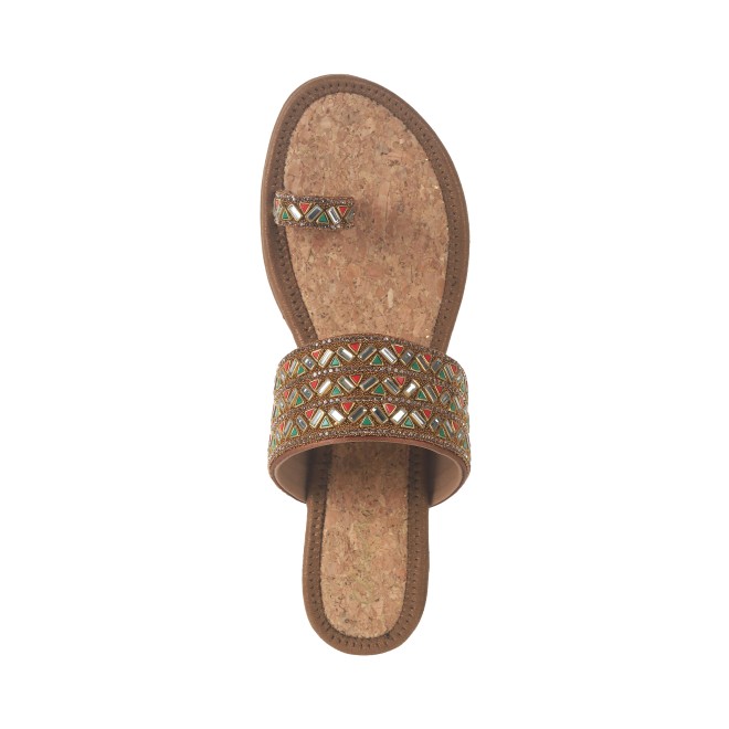 Cheemo Women Antic-gold Ethnic Slip Ons (SKU: 92-174-28-36)