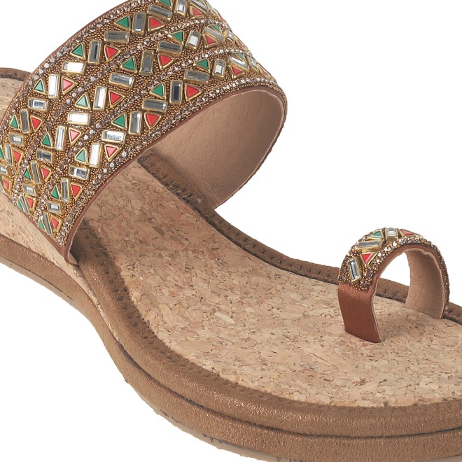 Cheemo Women Antic-gold Ethnic Slip Ons (SKU: 92-174-28-36)