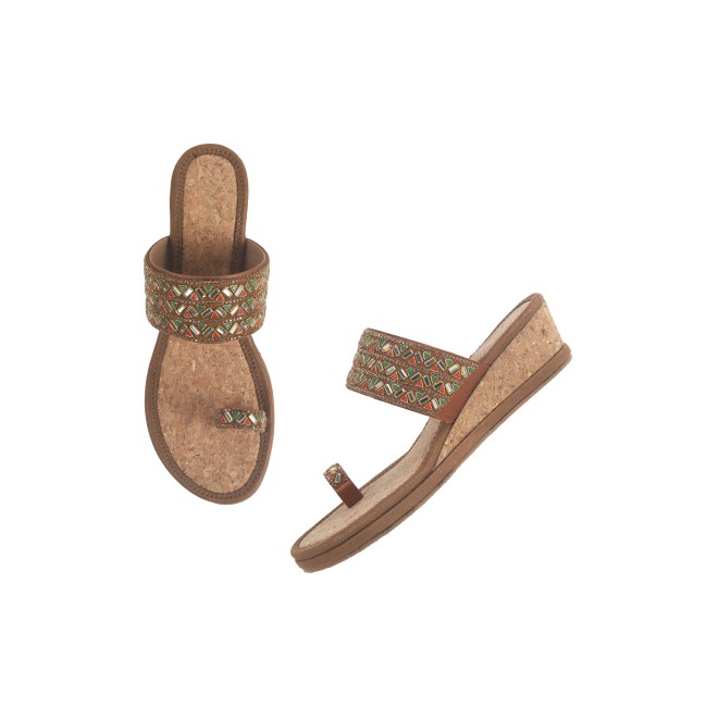 Cheemo Women Antic-gold Ethnic Slip Ons (SKU: 92-174-28-36)