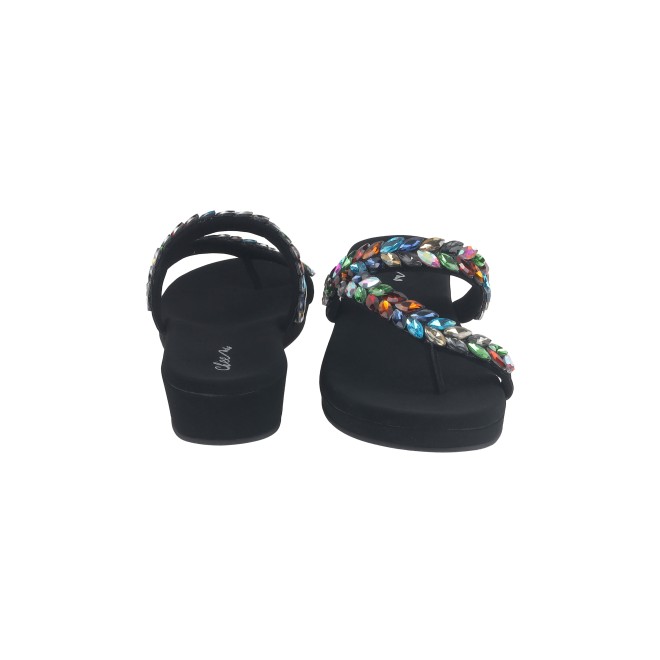 Cheemo Women Black-multi Ethnic Slip Ons (SKU: 92-182-53-37)