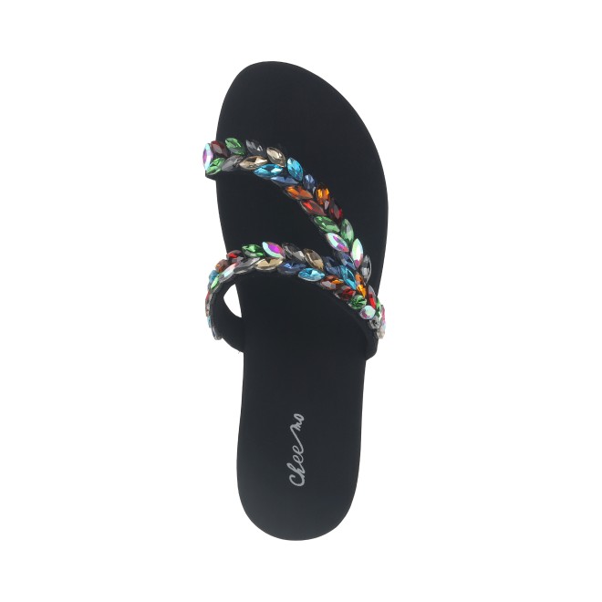 Cheemo Women Black-multi Ethnic Slip Ons (SKU: 92-182-53-37)