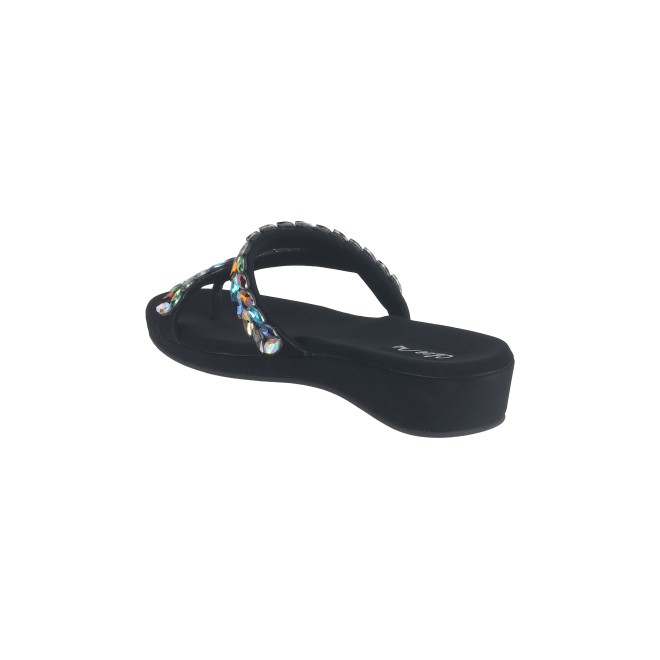 Cheemo Women Black-multi Ethnic Slip Ons (SKU: 92-182-53-37)