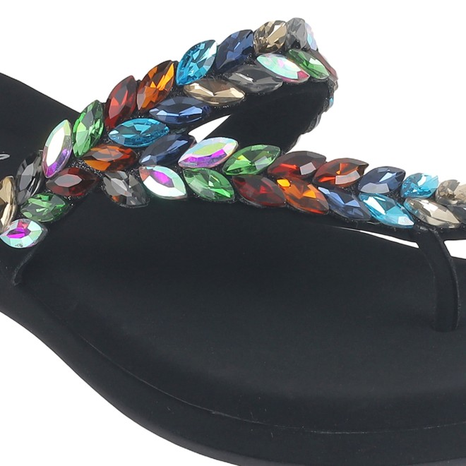 Cheemo Women Black-multi Ethnic Slip Ons (SKU: 92-182-53-37)