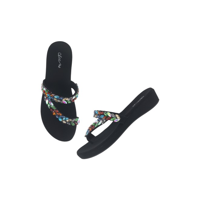 Cheemo Women Black-multi Ethnic Slip Ons (SKU: 92-182-53-37)