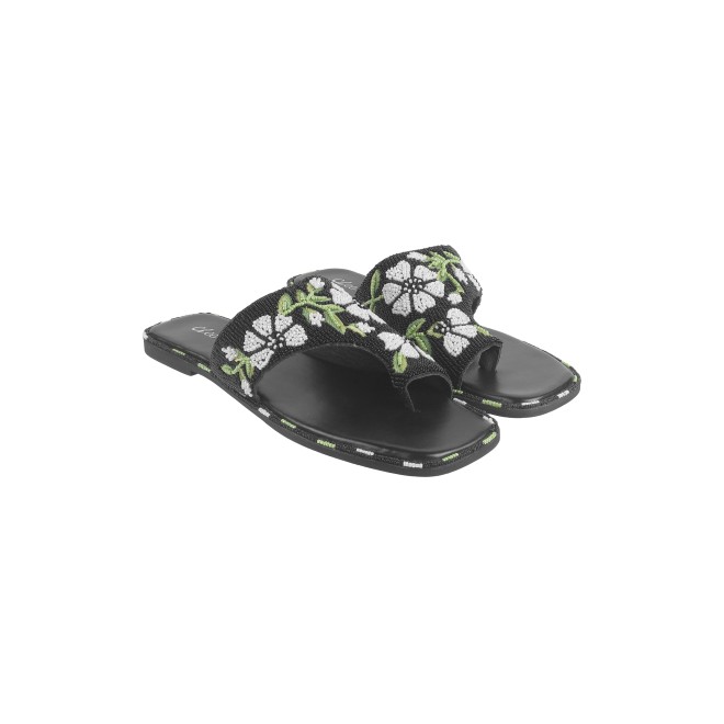 Cheemo Women Black Ethnic Slip Ons (SKU: 92-184-11-37)