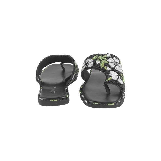 Cheemo Women Black Ethnic Slip Ons (SKU: 92-184-11-37)