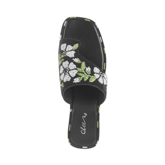 Cheemo Women Black Ethnic Slip Ons (SKU: 92-184-11-37)