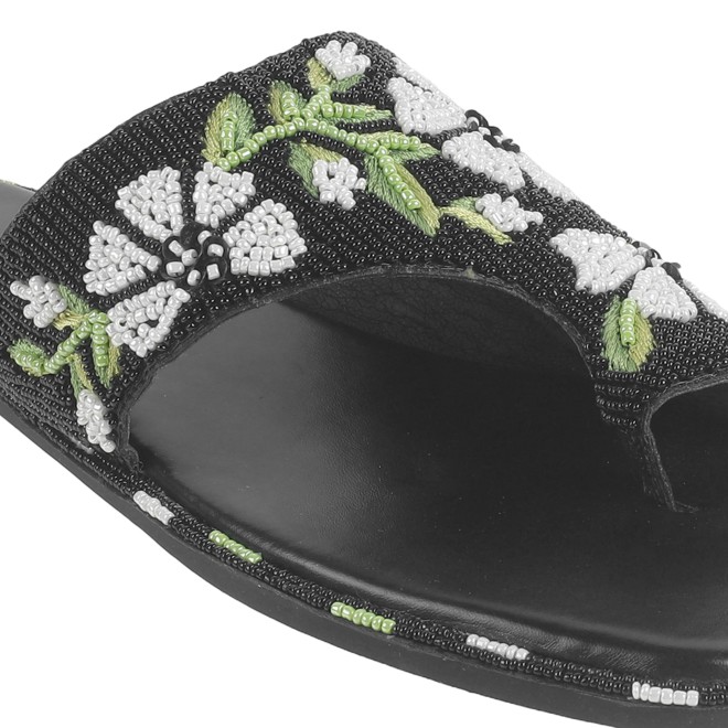 Cheemo Women Black Ethnic Slip Ons (SKU: 92-184-11-37)