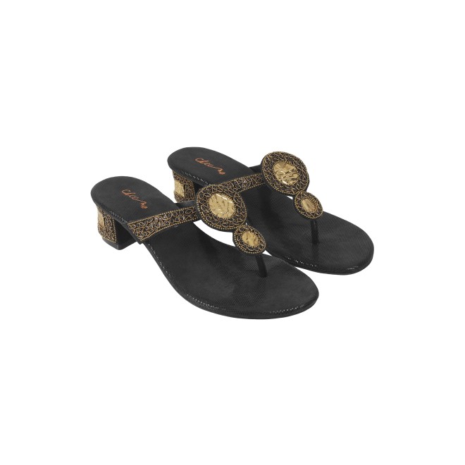 Cheemo Women Black Ethnic Slip Ons (SKU: 92-196-11-36)