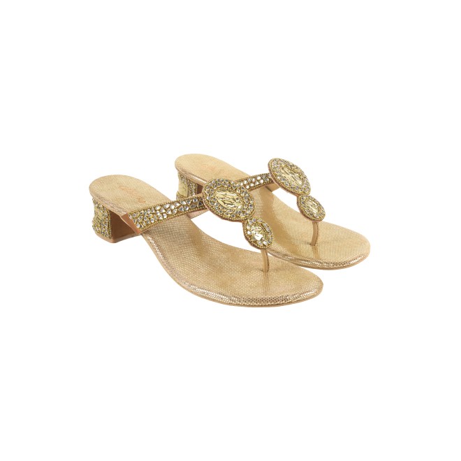 Cheemo Women Antic-gold Ethnic Slip Ons (SKU: 92-196-28-36)