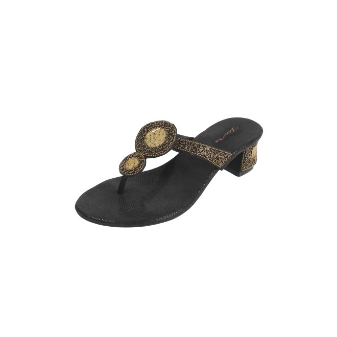 Cheemo Women Black Ethnic Slip Ons (SKU: 92-196-11-36)
