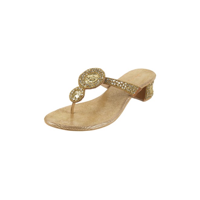 Cheemo Women Antic-gold Ethnic Slip Ons (SKU: 92-196-28-36)