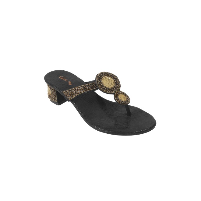 Cheemo Women Black Ethnic Slip Ons (SKU: 92-196-11-36)