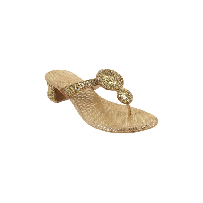 Cheemo Women Antic-gold Ethnic Slip Ons (SKU: 92-196-28-36)