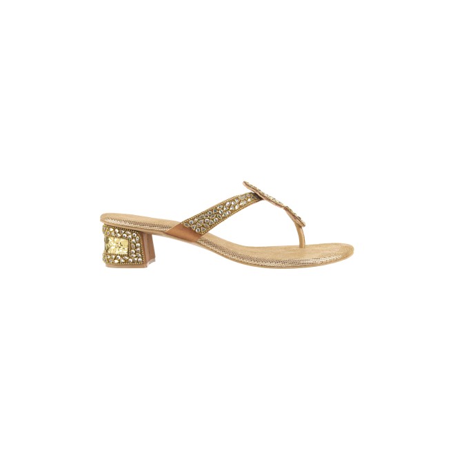 Cheemo Women Antic-gold Ethnic Slip Ons (SKU: 92-196-28-36)