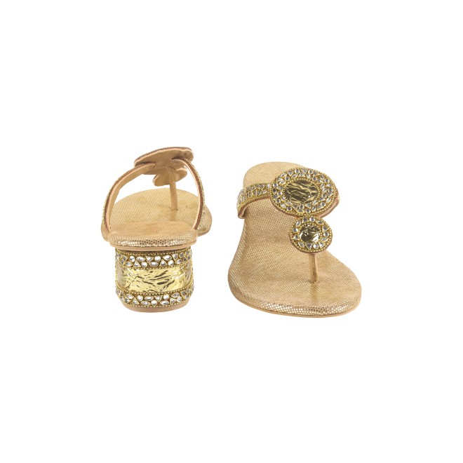 Cheemo Women Antic-gold Ethnic Slip Ons (SKU: 92-196-28-36)