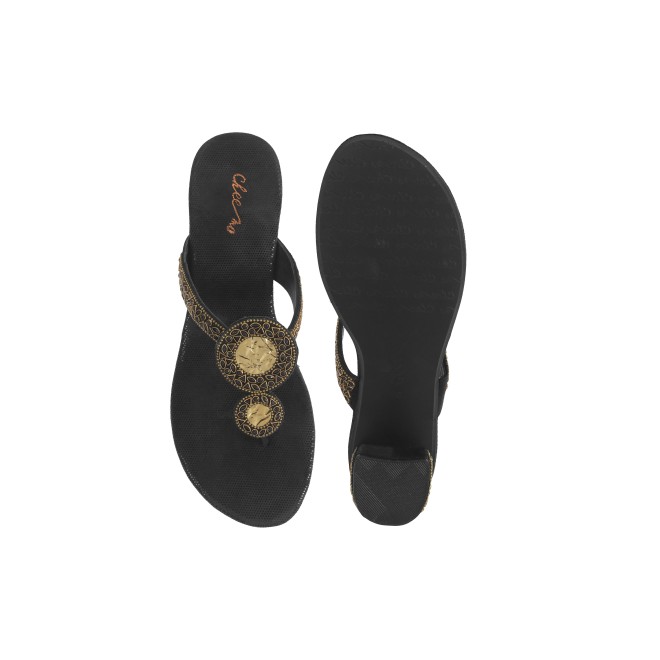 Cheemo Women Black Ethnic Slip Ons (SKU: 92-196-11-36)