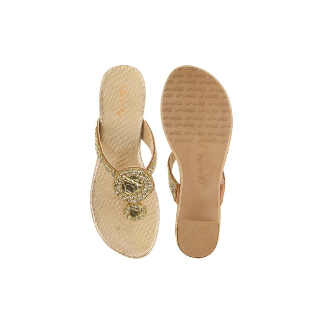 Cheemo Women Antic-gold Ethnic Slip Ons (SKU: 92-196-28-36)