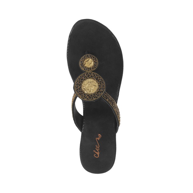 Cheemo Women Black Ethnic Slip Ons (SKU: 92-196-11-36)