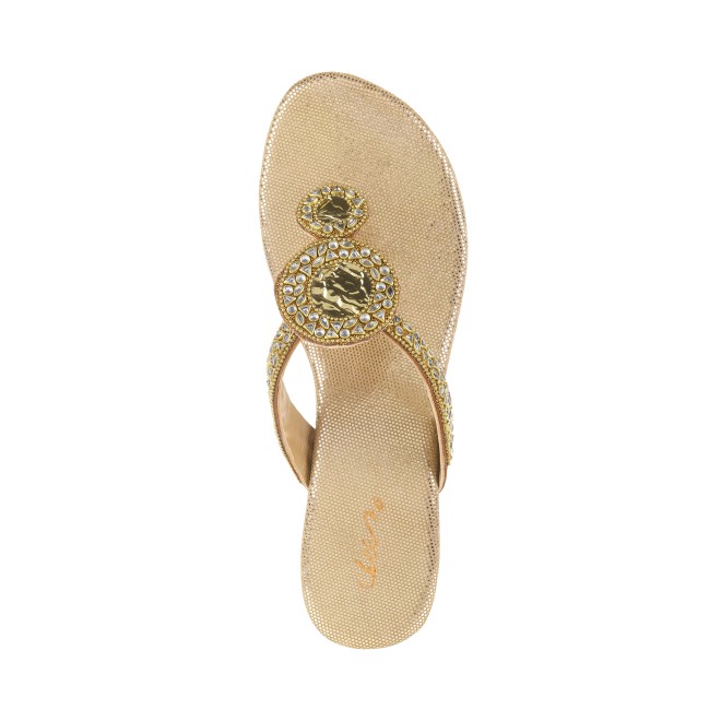 Cheemo Women Antic-gold Ethnic Slip Ons (SKU: 92-196-28-36)