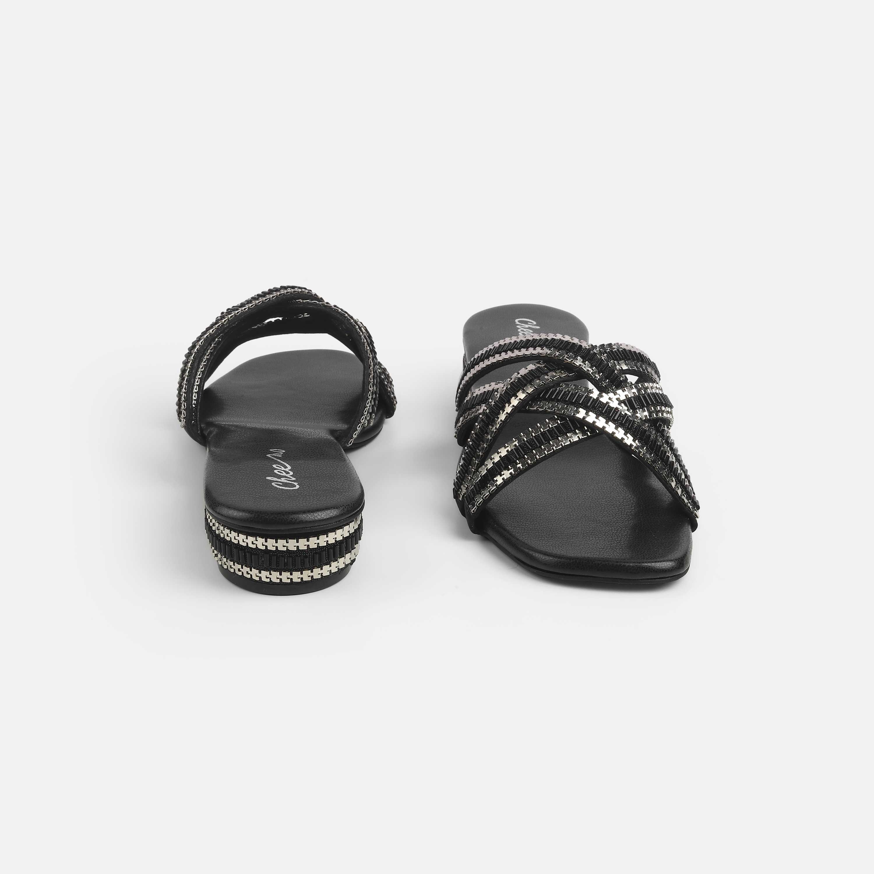 Cheemo Women Black Casual Slip Ons (SKU: 92-198-11-37)