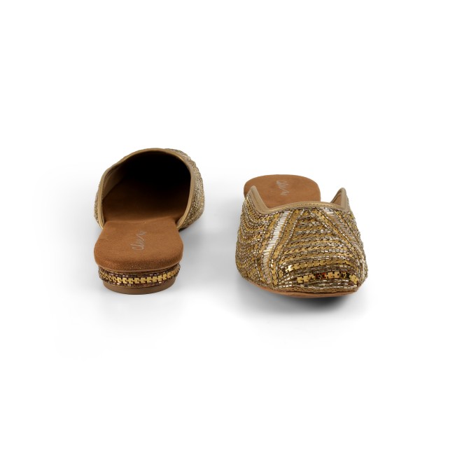 Cheemo Women Antic-gold Ethnic Slip Ons (SKU: 92-199-28-36)