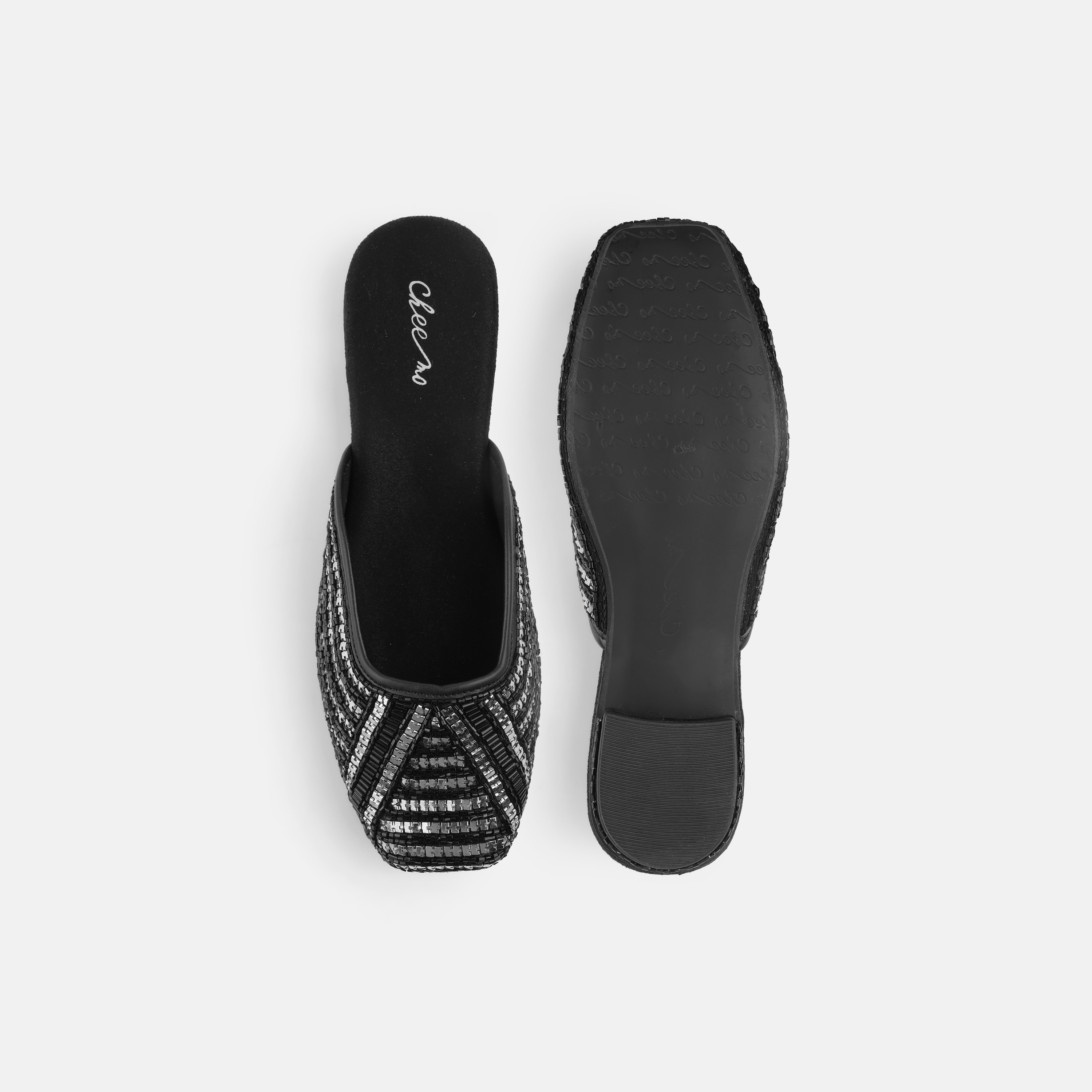 Cheemo Women Black Ethnic Slip Ons (SKU: 92-199-11-37)