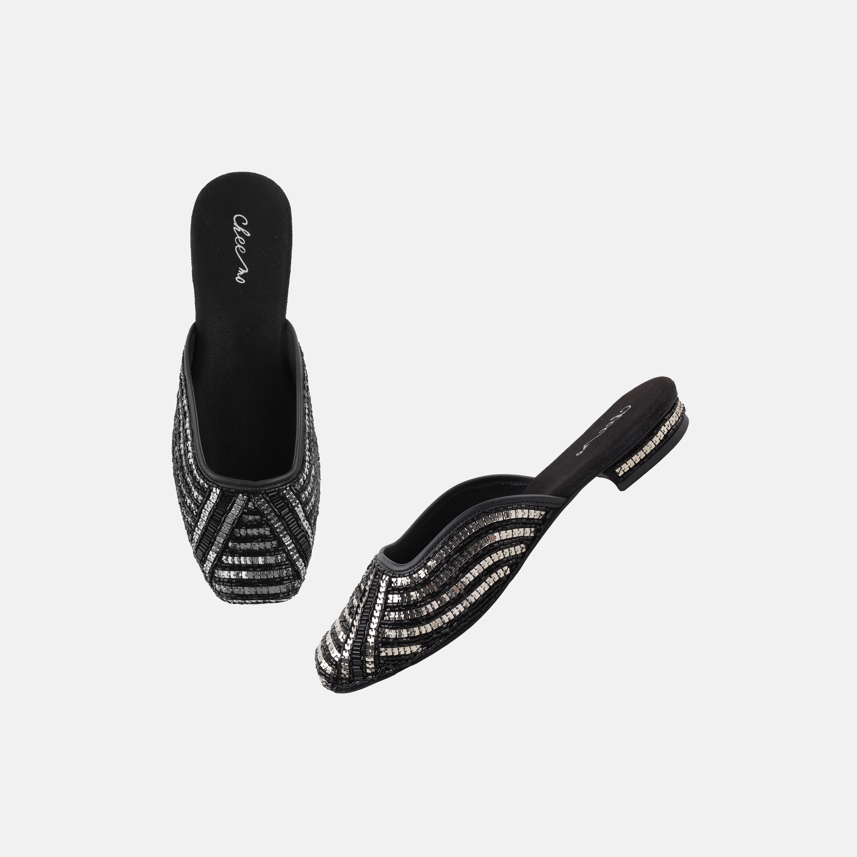 Cheemo Women Black Ethnic Slip Ons (SKU: 92-199-11-37)