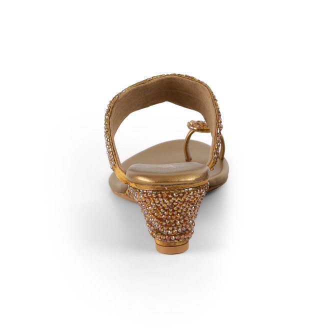 Cheemo Women Antic-gold Ethnic Slip Ons (SKU: 92-201-28-37)