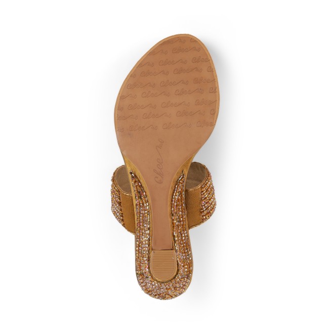 Cheemo Women Antic-gold Ethnic Slip Ons (SKU: 92-201-28-37)