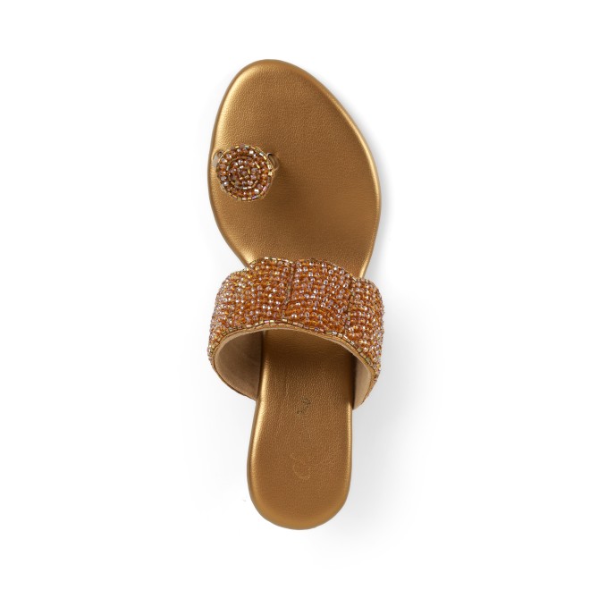 Cheemo Women Antic-gold Ethnic Slip Ons (SKU: 92-201-28-37)