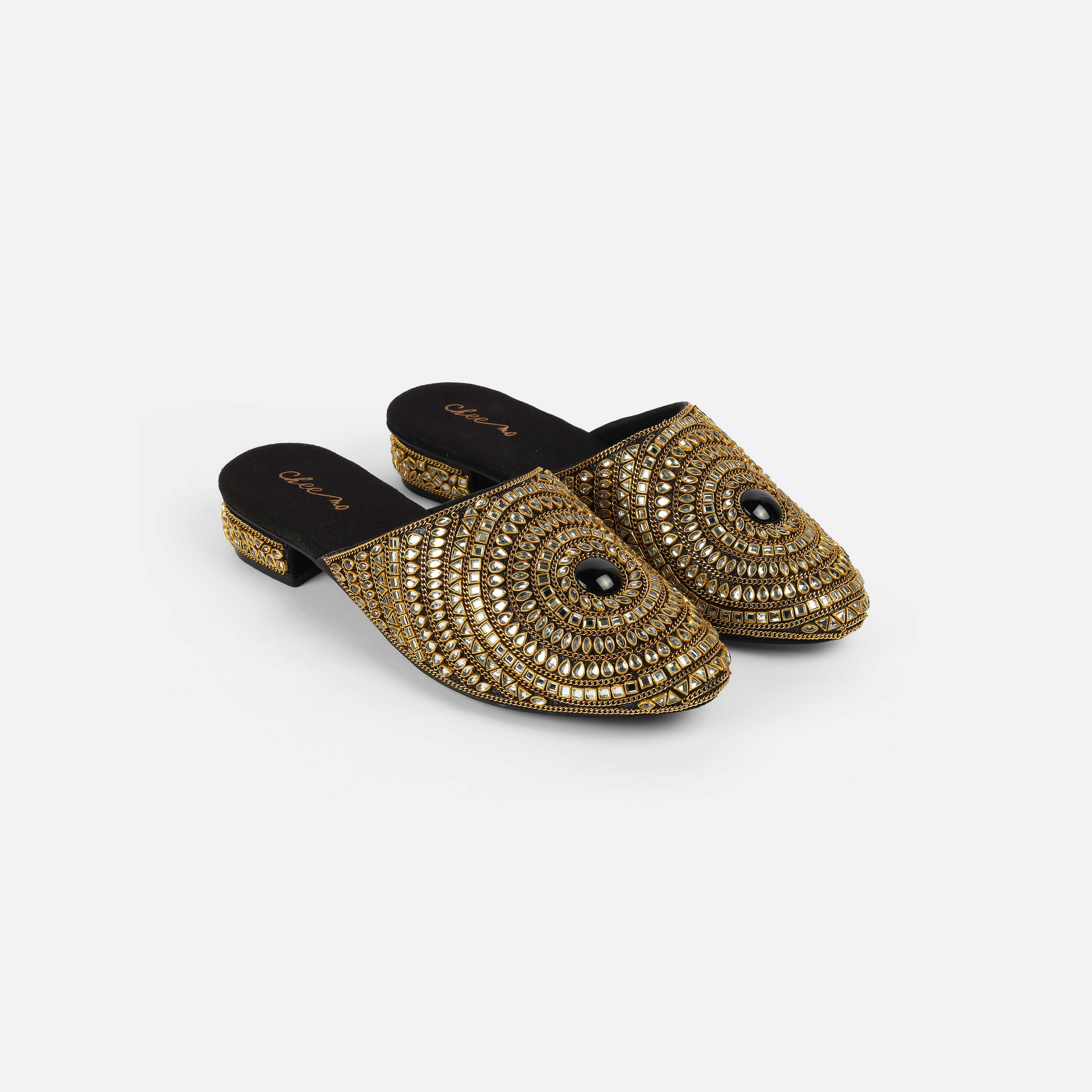 Cheemo Women Black Wedding Slip Ons (SKU: 92-203-11-37)