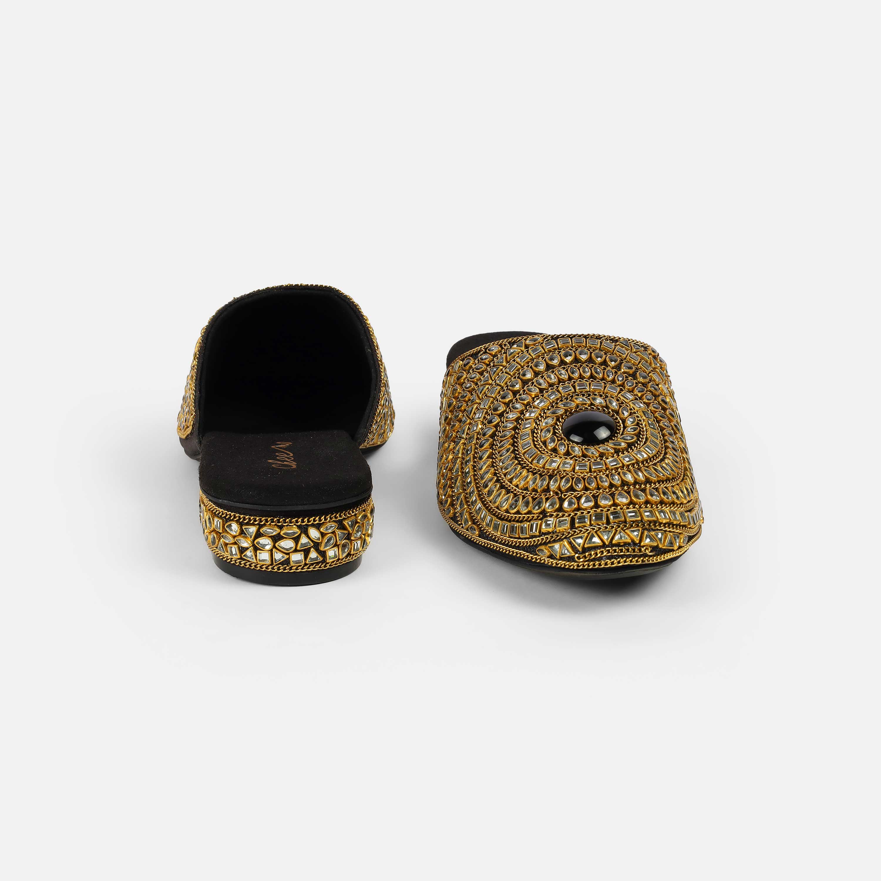 Cheemo Women Black Wedding Slip Ons (SKU: 92-203-11-37)
