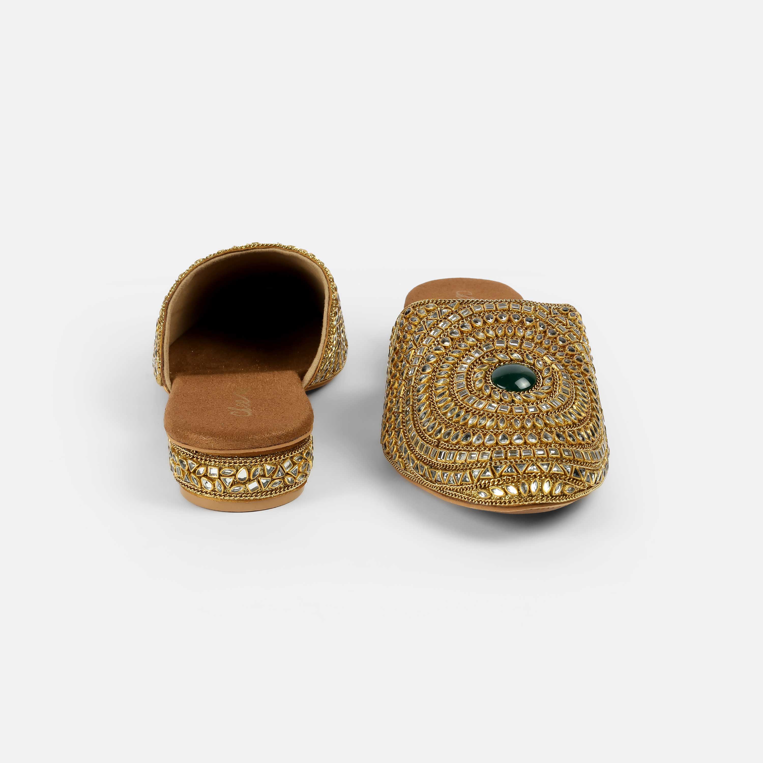 Cheemo Women Antic-gold Wedding Slip Ons (SKU: 92-203-28-37)