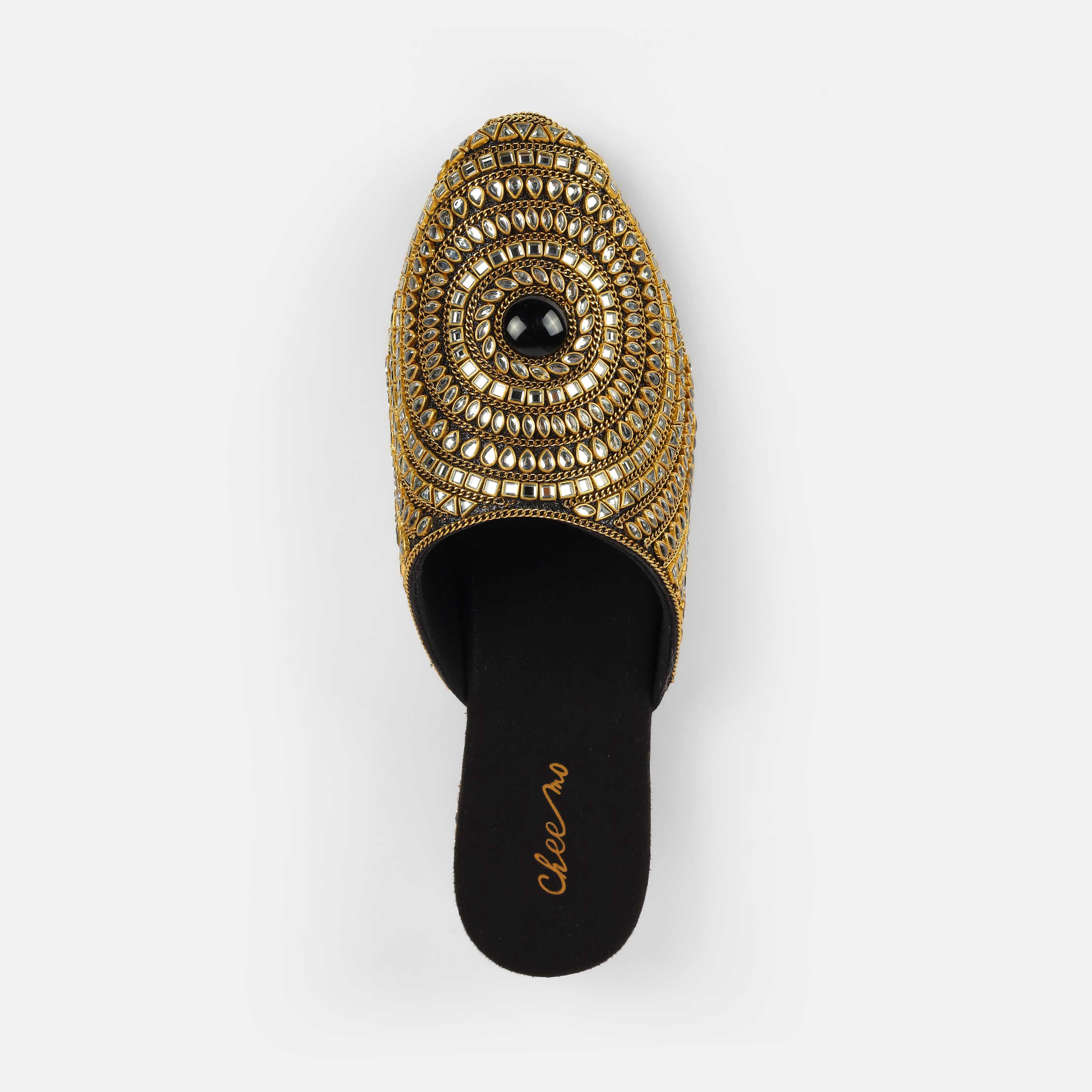 Cheemo Women Black Wedding Slip Ons (SKU: 92-203-11-37)