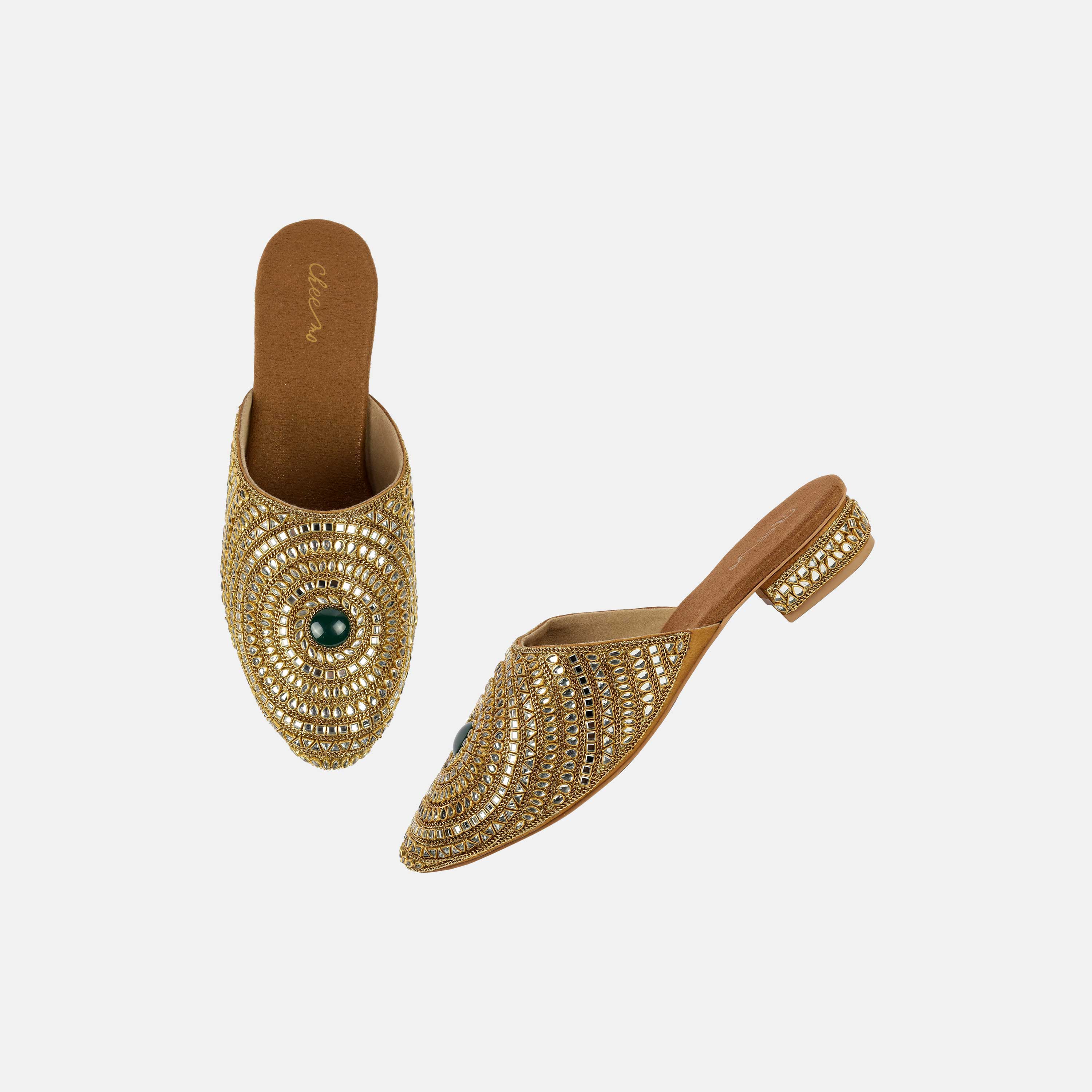 Cheemo Women Antic-gold Wedding Slip Ons (SKU: 92-203-28-37)