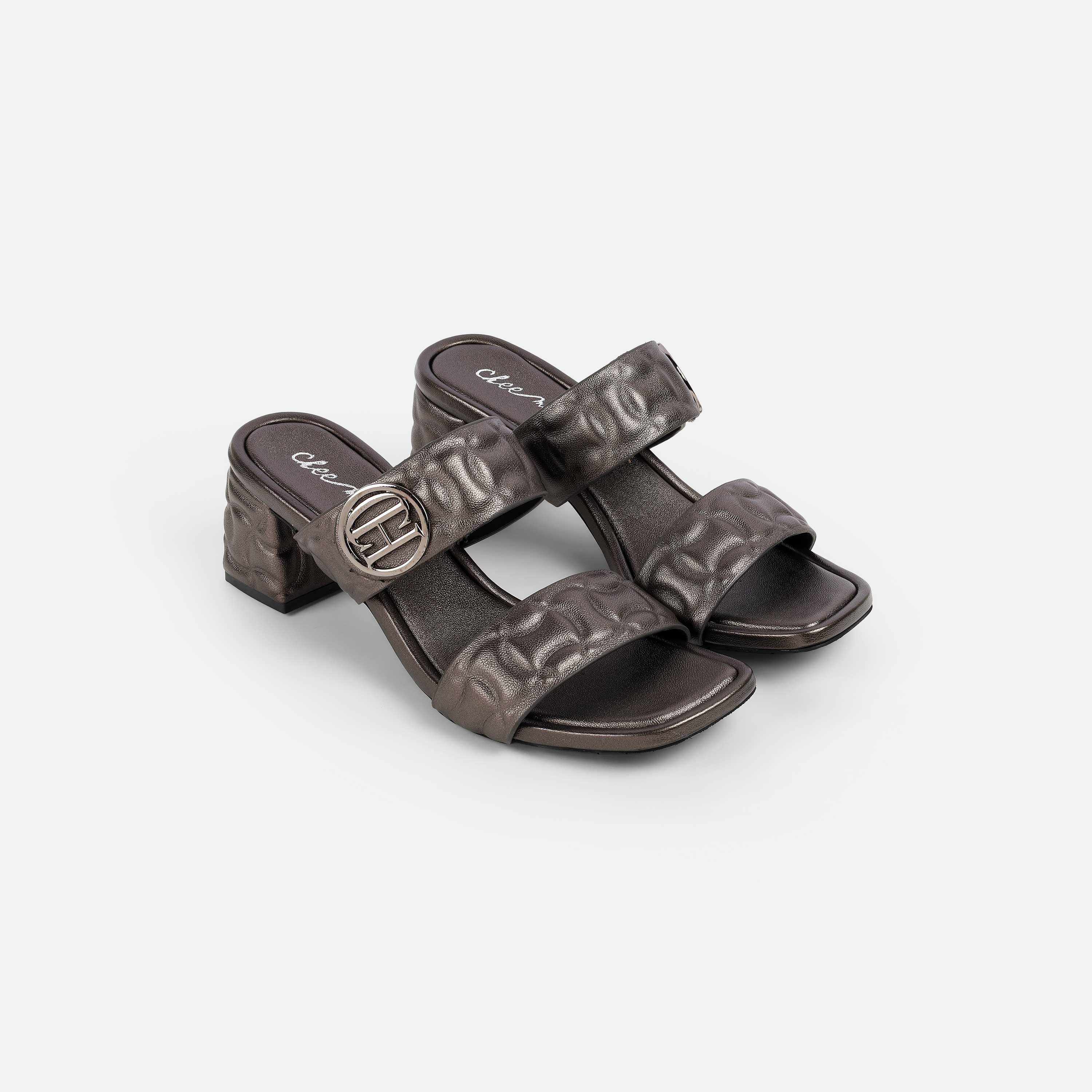 Cheemo Women Gun-metal Casual Slip Ons (SKU: 92-209-29-36)