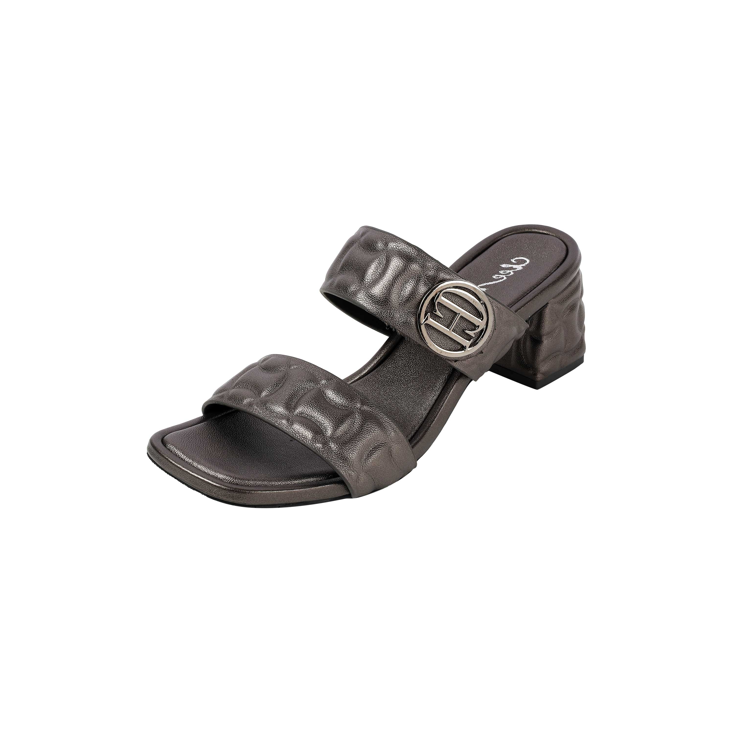 Cheemo Women Gun-metal Casual Slip Ons (SKU: 92-209-29-36)