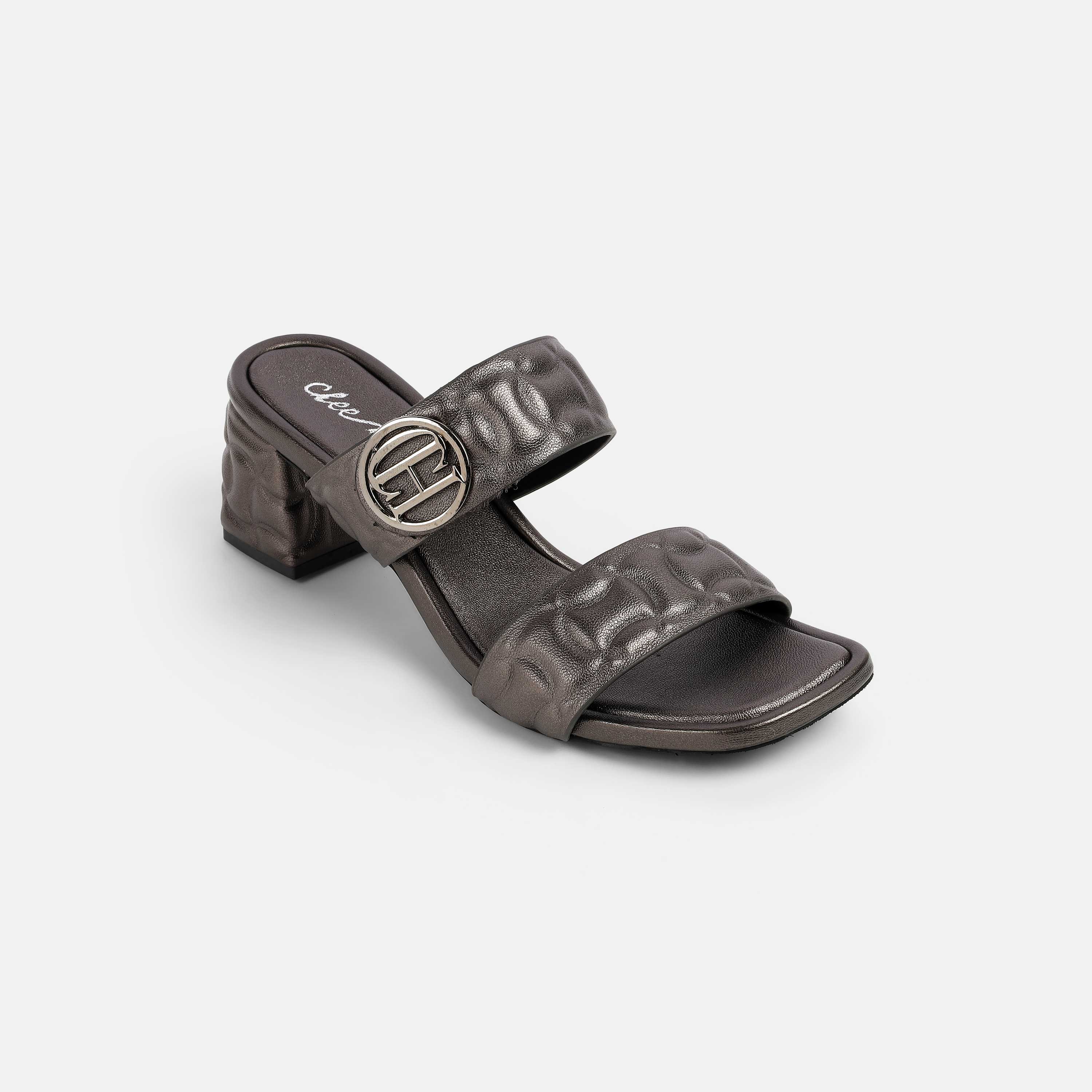 Cheemo Women Gun-metal Casual Slip Ons (SKU: 92-209-29-36)