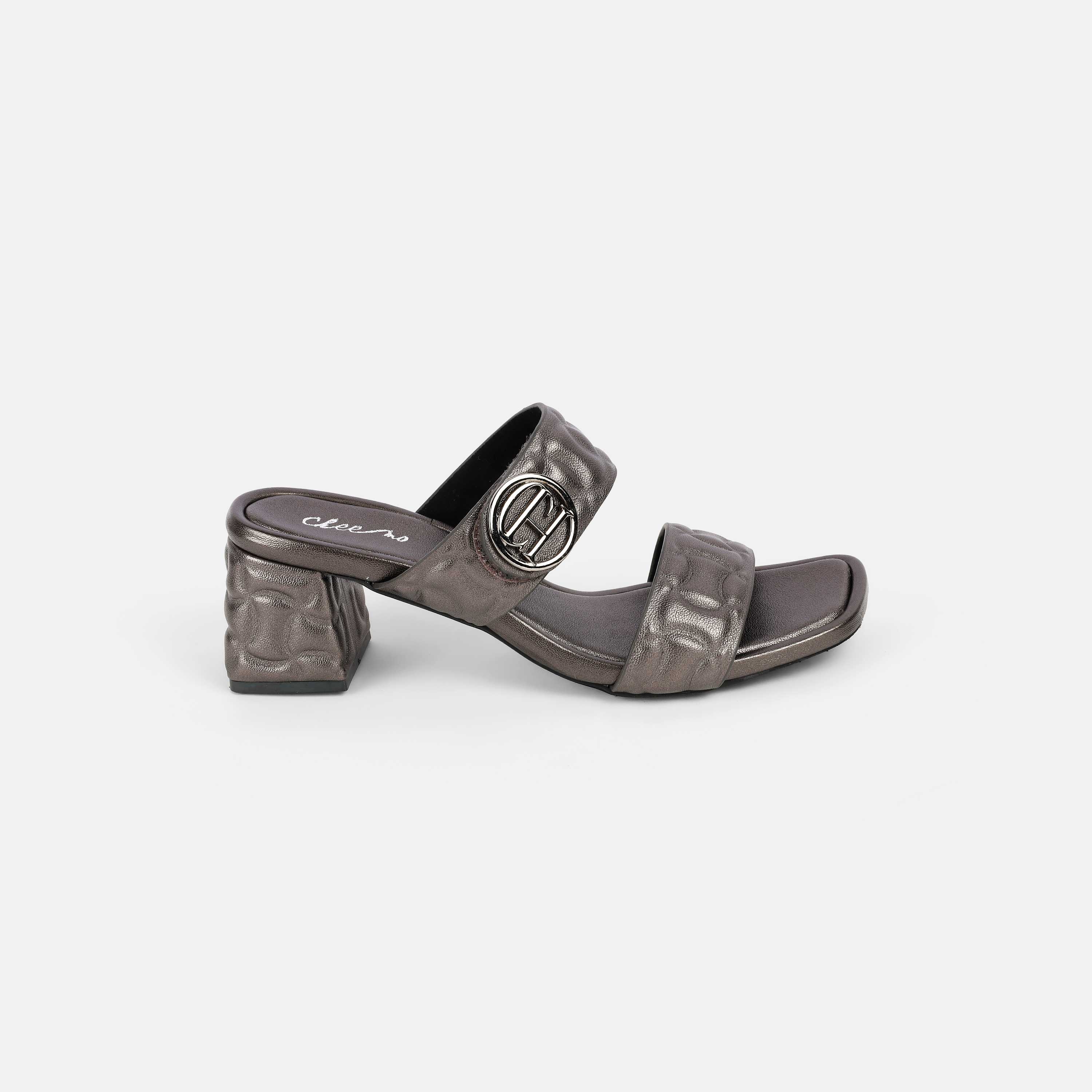 Cheemo Women Gun-metal Casual Slip Ons (SKU: 92-209-29-36)