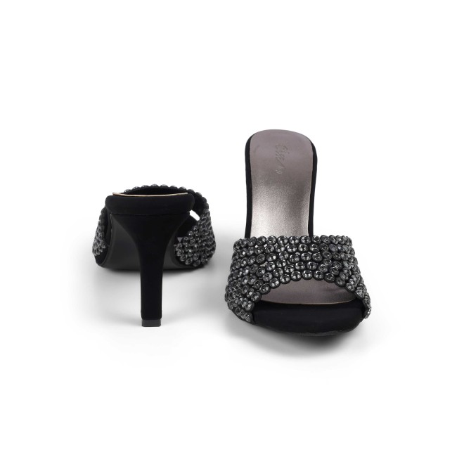 Cheemo Women Black Party Slip Ons (SKU: 92-215-11-36)