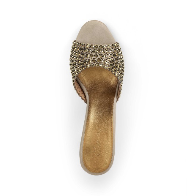 Cheemo Women Antic-gold Party Slip Ons (SKU: 92-215-28-36)