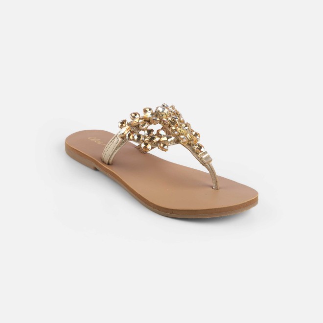 Cheemo Women Gold Casual Slippers (SKU: 92-228-15-37)