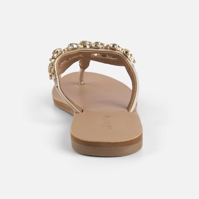 Cheemo Women Gold Casual Slippers (SKU: 92-228-15-37)