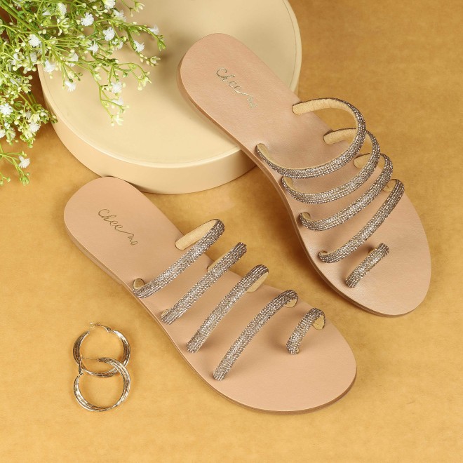 Women Antic-gold Casual Slippers
