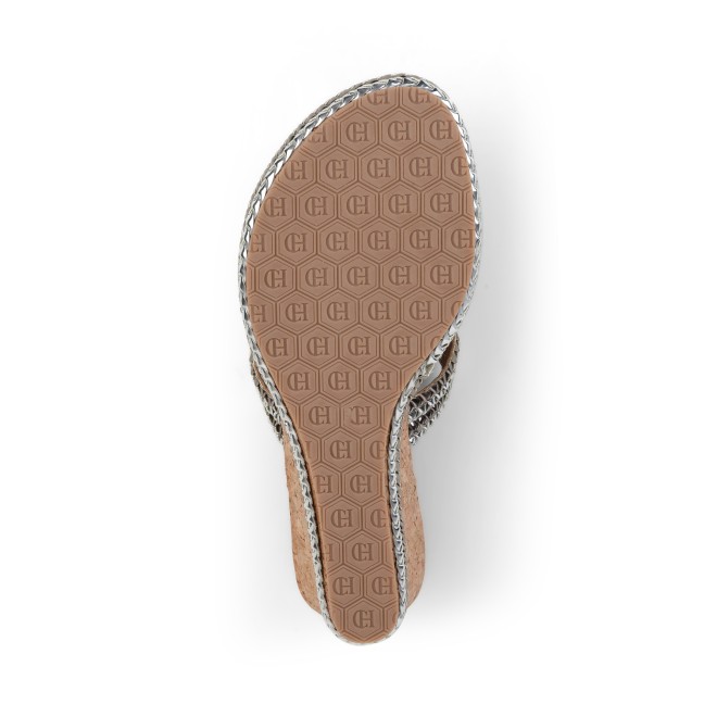 Cheemo Women Silver Ethnic Slip Ons (SKU: 92-255-27-37)