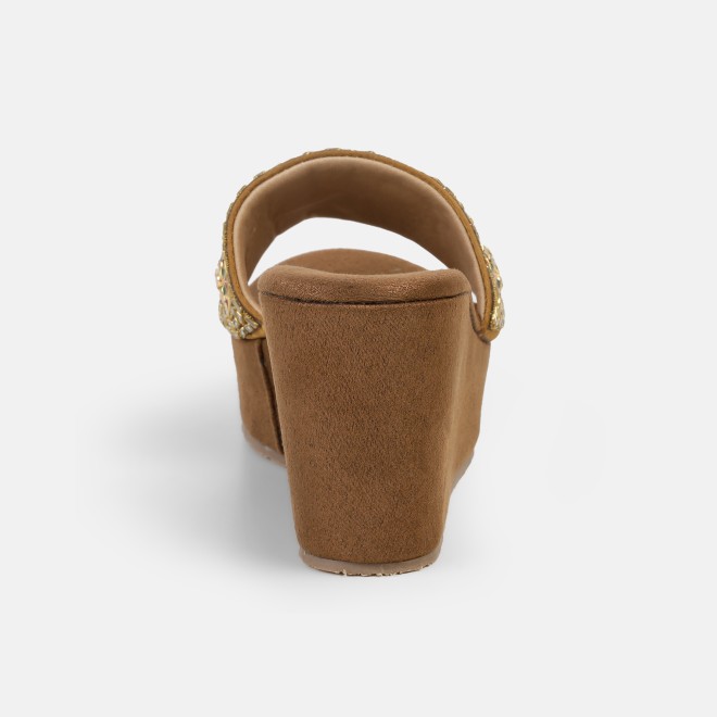 Cheemo Women Antic-gold Ethnic Slip Ons (SKU: 92-257-28-36)