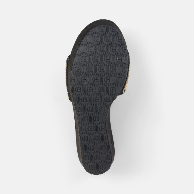 Cheemo Women Black Ethnic Slip Ons (SKU: 92-257-11-36)