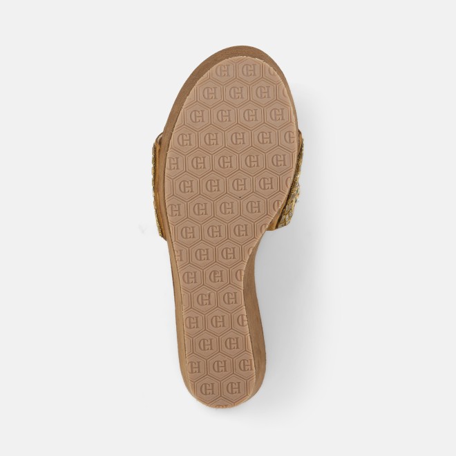 Cheemo Women Antic-gold Ethnic Slip Ons (SKU: 92-257-28-36)