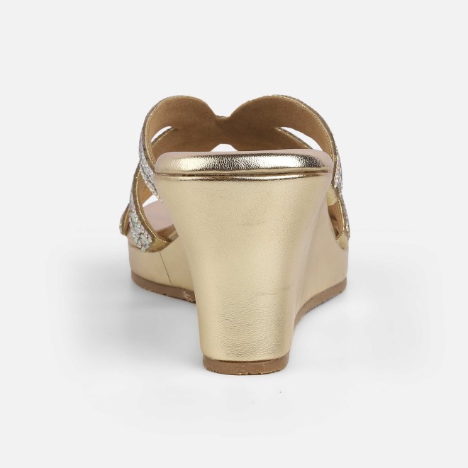 Cheemo Women Gold Party Slip Ons (SKU: 92-259-15-36)